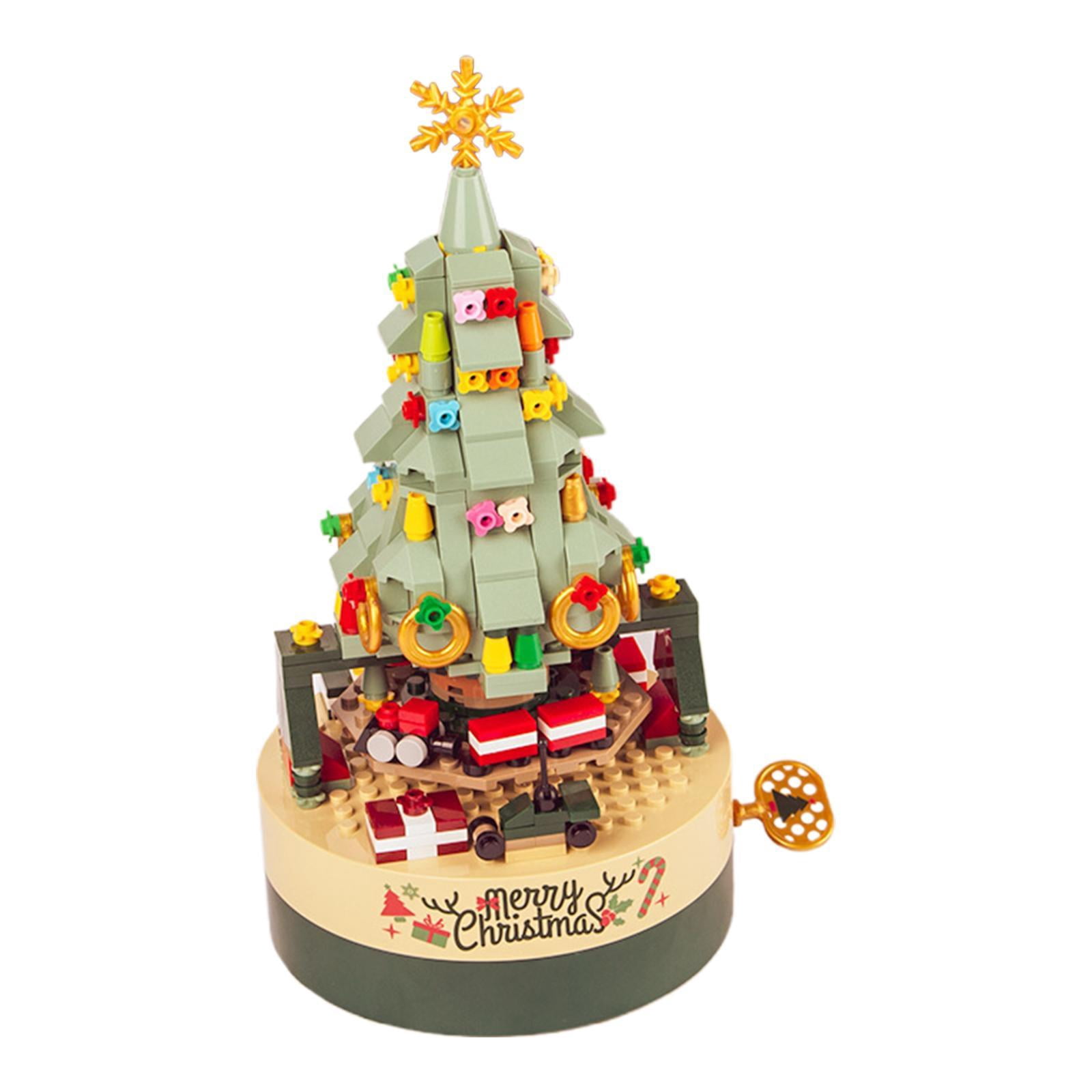 Bloques de construcción navideños, juego de bloques de construcción, juguetes, decoración del hogar, creativos, festivos Caja de música