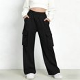 thumbnail image 1 of Pantalones de pana para niñas, cintura elástica, corte holgado, cordón ajustable, bolsillos, pantalones casuales para niñas con pana de mezcla de algodón de textura suave, tallas de 5-6 a 14-15 años., 1 of 5
