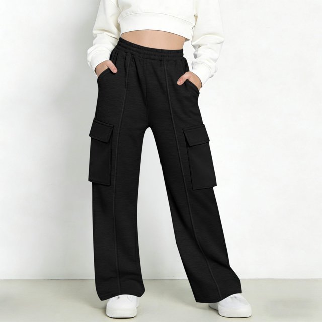 Pantalones de pana para niñas, cintura elástica, corte holgado, cordón ajustable, bolsillos, pantalones casuales para niñas con pana de mezcla de algodón de textura suave, tallas de 5-6 a 14-15 años.