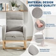 thumbnail image 4 of Yeshouse Mecedora mecedora para guardería con reposapiés ajustable, respaldo alto, suave acolchado, dos bolsillos laterales, patas de madera maciza, cómodo sillón para sala de estar y dormitorio, 4 of 7