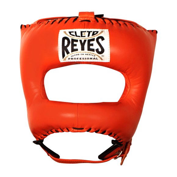 Protector de cabeza para entrenamiento unitalla, Cleto Reyes con barra "v" en piel color naranja