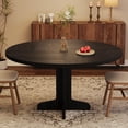 thumbnail image 1 of Yeshouse Mesa de comedor redonda de 47inch para 4 personas, estilo rústico, tapa de madera y base estable, gris, 1 of 7
