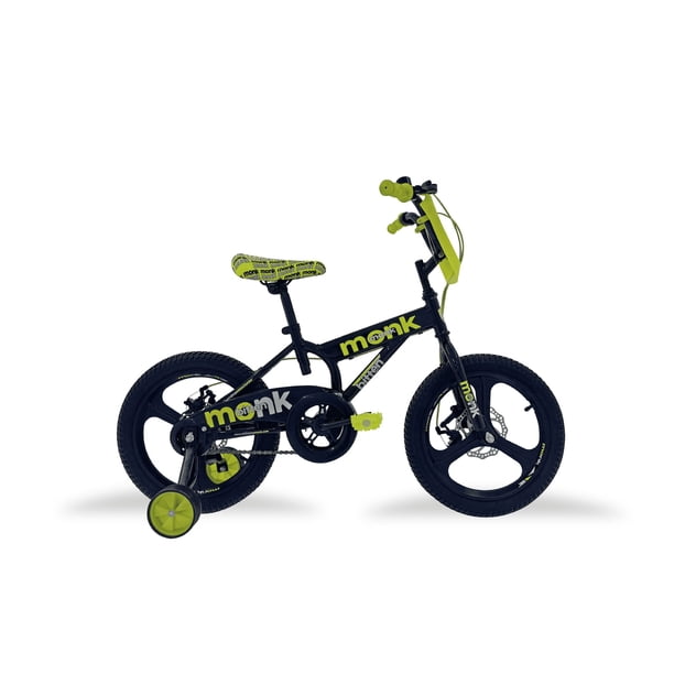 Bicicleta Infantil Monk Bitten Rodada 16 Negro amarillo