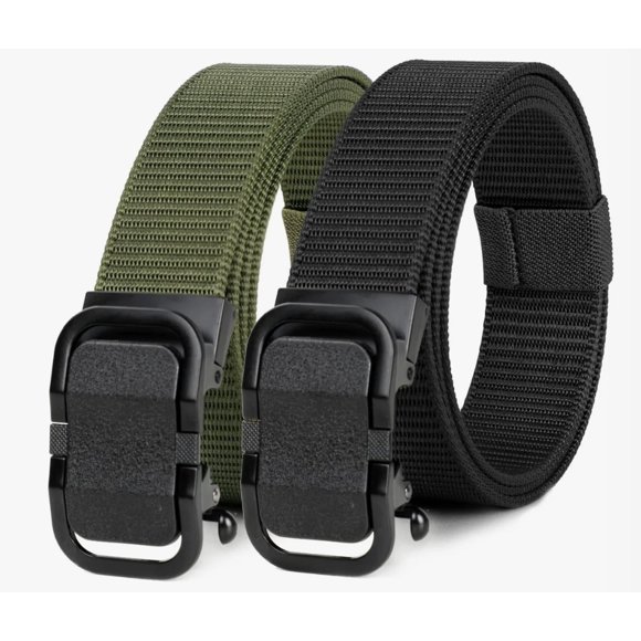 Set 2 Cinturón Ajustable De Moda Para Hombre 125cm Modelo Negro y Verde