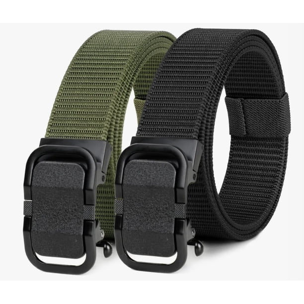 Set 2 Cinturón Ajustable De Moda Para Hombre 125cm Modelo Negro y Verde