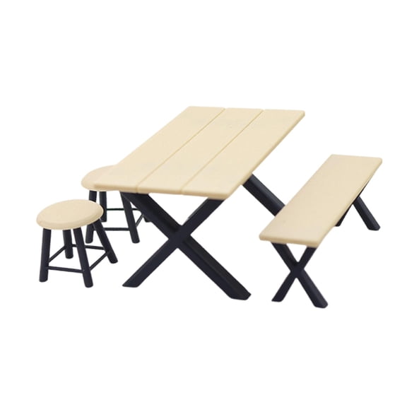 Mini mesa y silla para exteriores, modelo de juguete de simulación para niños, juego de rol, juego de camping en miniatura para accesorios de