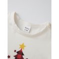 thumbnail image 3 of Conjunto de pijama navideño familiar a juego, camisetas de manga larga con estampado de árbol de Navidad y pantalones a cuadros. Ropa de dormir navideña., 3 of 8