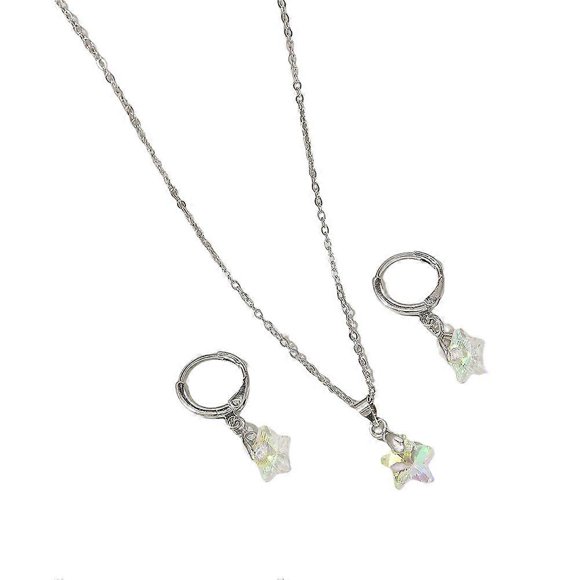 Light-Luxury Necklace Earring Set Elegant Stylish Dangler Pendant Gift for Birthday Christmas