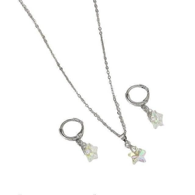 Light-Luxury Necklace Earring Set Elegant Stylish Dangler Pendant Gift for Birthday Christmas