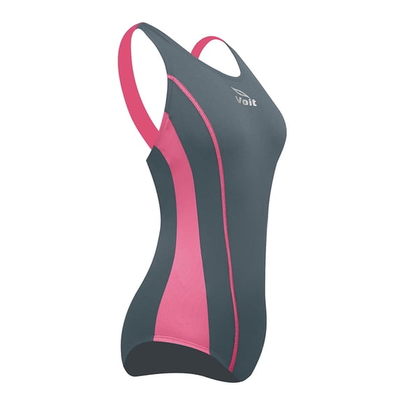 Voit Traje de Baño tipo Maillot, para natación, basico, talla 36, color gris, adulto, mujer, 1 pieza