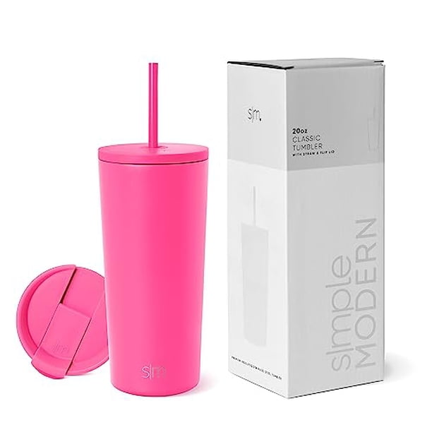 Vaso aislante moderno, sencillo, con tapa y pajita, 500 ml