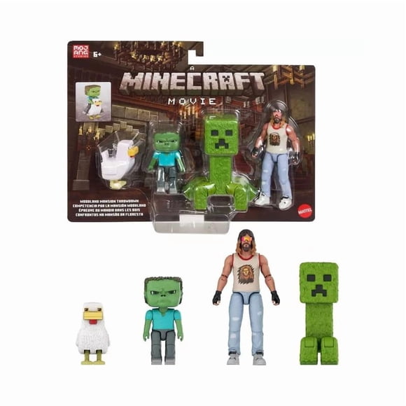 Paquete de 4 Figuras de Acción Mattel Minecraft Película Mansión del Bosque