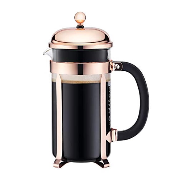 Cafetera de Prensa Francesa Bodum Chambord Vidrio 34 Onzas 1 Litro Cobre