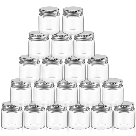 20 frascos pequeños de vidrio con tapa, lata de vidrio transparente de 50 ml para cocina.