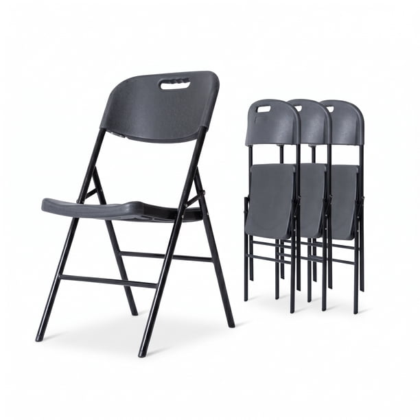 Sillas Plegables Negras Paquete 4 piezas LOOMBER Para Exterior