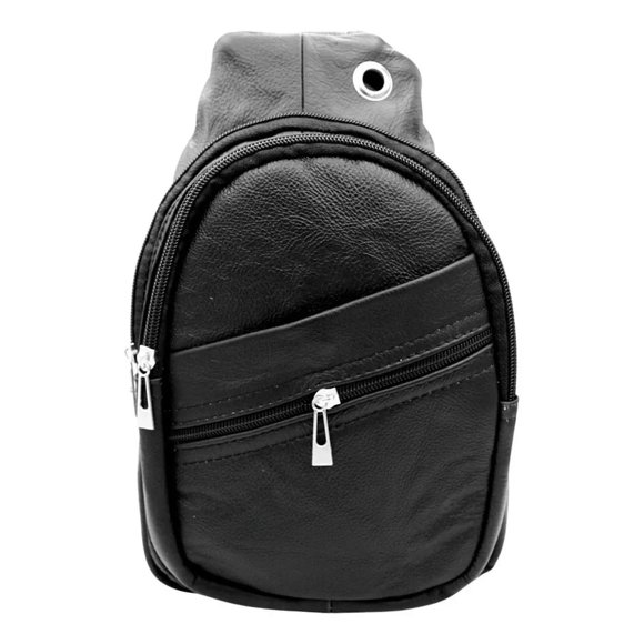 Mochila Cruzada Mariconera Pechera Hombre Piel Cuero negro