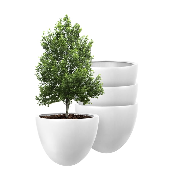 Atmos Homeware Macetas Decorativas para Interior y Exterior | 4 Maceta Grande de Plástico con Capacidad para 45 Litros | Modelo Bis color Blanco 4 Piezas.