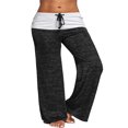 thumbnail image 1 of Soidarity Pantalones de Yoga con cordón para mujer, pantalones de pierna ancha a juego con empalme para entrenamiento de Fitness para niñas, Uniforme atlético Negro SG, 1 of 6