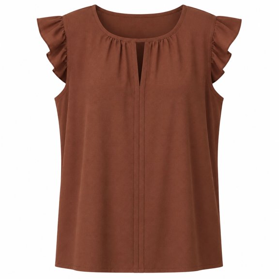 Blusa Simply Basic para Mujer, Escote Redondo Café Talla Eg