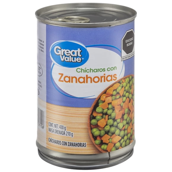 Chícharos con zanahoria Great Value 430 g