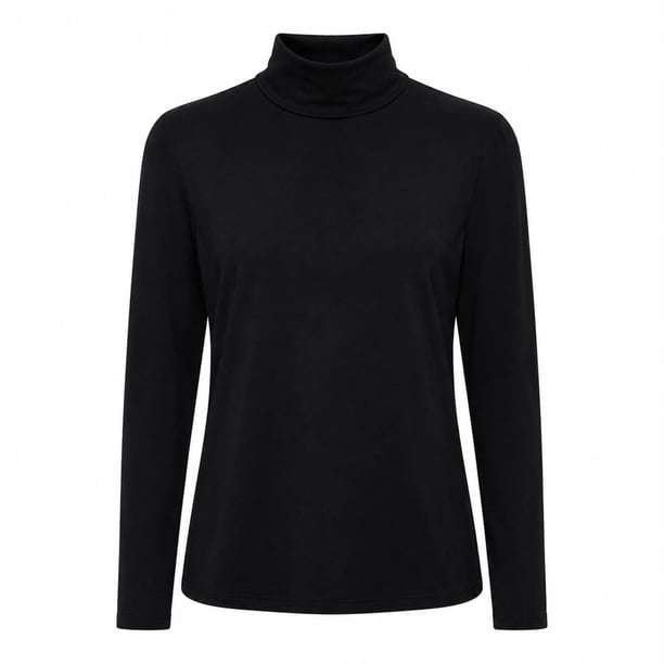 Playera Simply Basic para Mujer, Cuello Ruso Negro Talla G