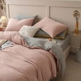 thumbnail image 1 of Juego de cama de 4 piezas para dormitorios | Poliéster suave lavado | Tamaños individual y matrimonial | Diseño reversible | Incluye funda nórdica, sábana ajustable y 2 fundas de almohada, 1 of 6
