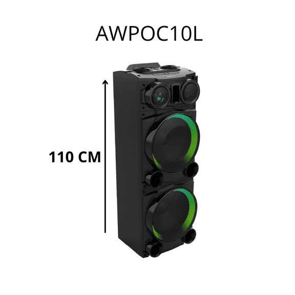 Bocina Aiwa Torre de Sonido 2500W PMPO con Perillas de Mezcla DJ y Karaoke
