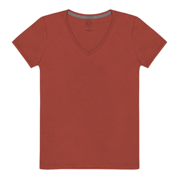 Playera Fruit of the Loom para Mujer, Manga Corta Cuello V, Anaranjado ,Talla CH