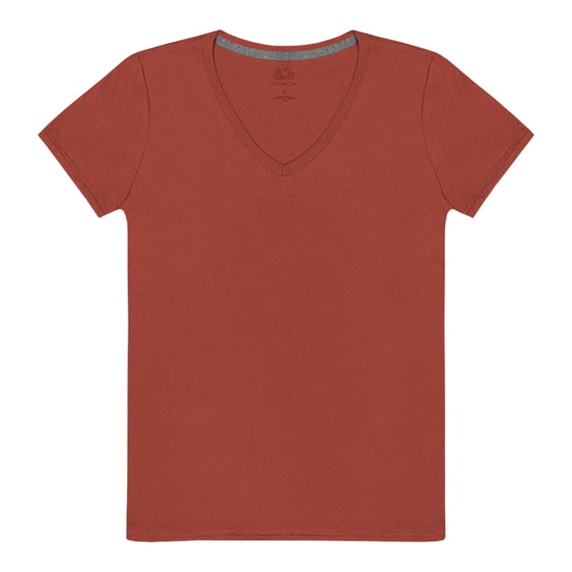 Playera Fruit of the Loom para Mujer, Manga Corta Cuello V, Anaranjado ,Talla EH