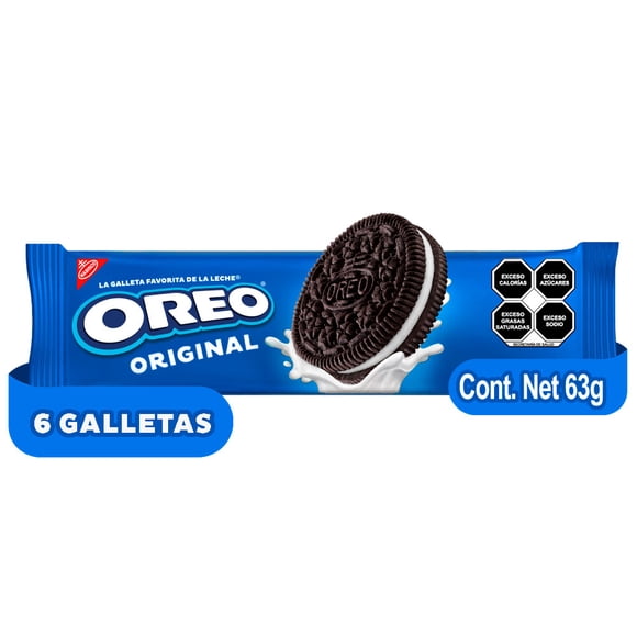 Galletas Oreo Original Chocolate, Relleno Sabor Vainilla Empaque de 63 grs 6 galletas