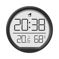 thumbnail image 2 of Reloj despertador digital Reloj de pared redondo 7,4 cm con temperatura 12 horas/24 horas Funciona con pilas multifuncional para sala de estar Negro, 2 of 8