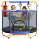 thumbnail image 1 of Trampolín Brincolín Infantil Hurtle, 140cm de Diamentro con Red de Seguridad, Barral de Altura Ajustable 157-168cm, Incluye Saco de Boxeo, Hamaca, Aros y 20 Pelotas, Soporta 55Kg, Interior y Exterior, 1 of 6
