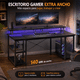thumbnail image 2 of Escritorio Gamer, Escritorio para Computadora,Escritorio de Oficina en Casa, Escritorio para Viene con Regleta, Regleta de luz y Soporte para Monitor, 140cm Negro, 2 of 10