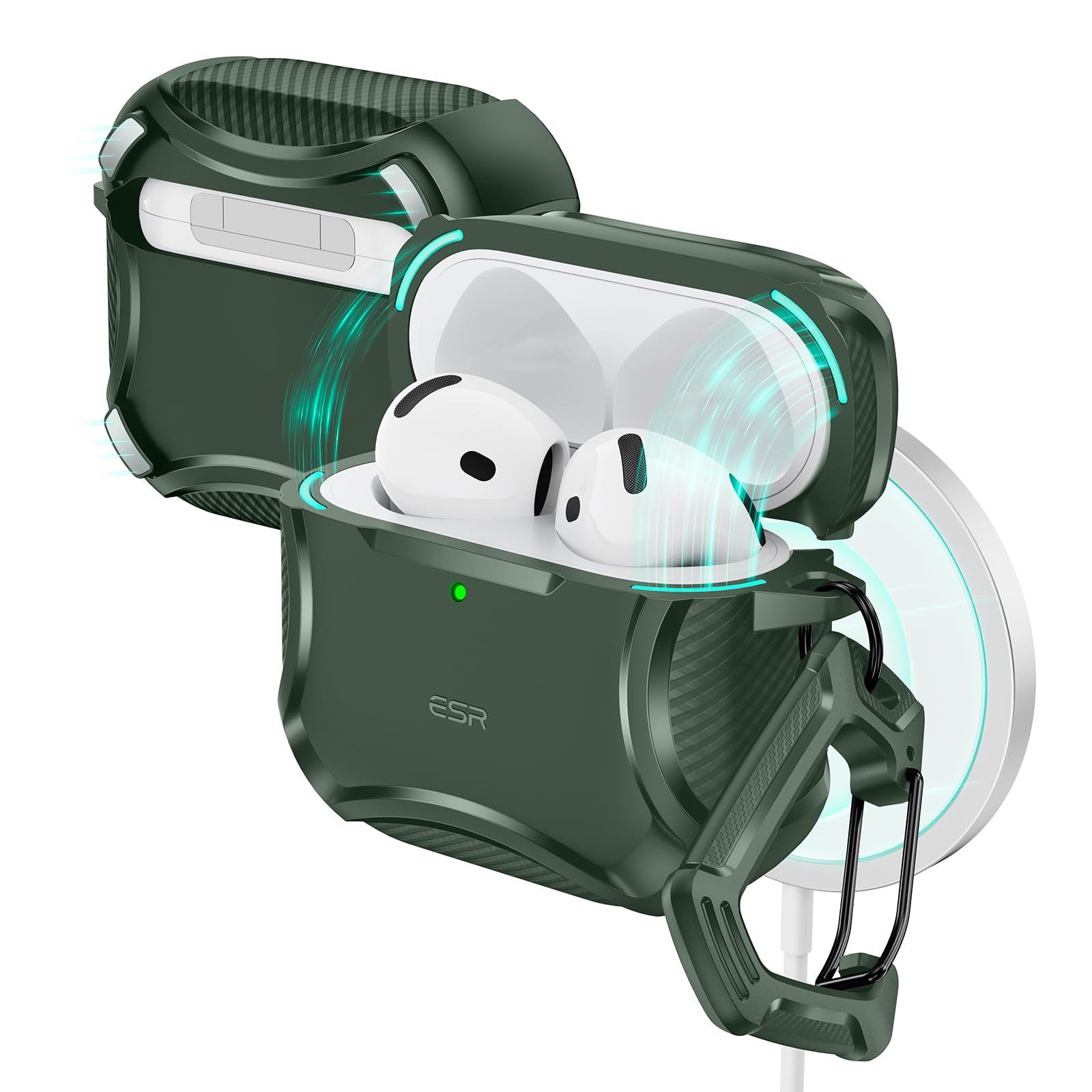 Funda para AirPods 4 ESR HaloLock Cyber Series con protección contra caídas