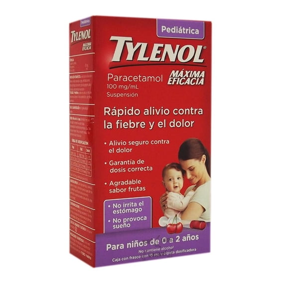 Tylenol 100 mg/ml suspensión pediátrica sabor cereza 15 ml