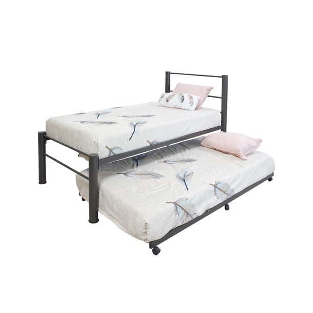 Cama Individual Tam-Mex con cama baja color Gris