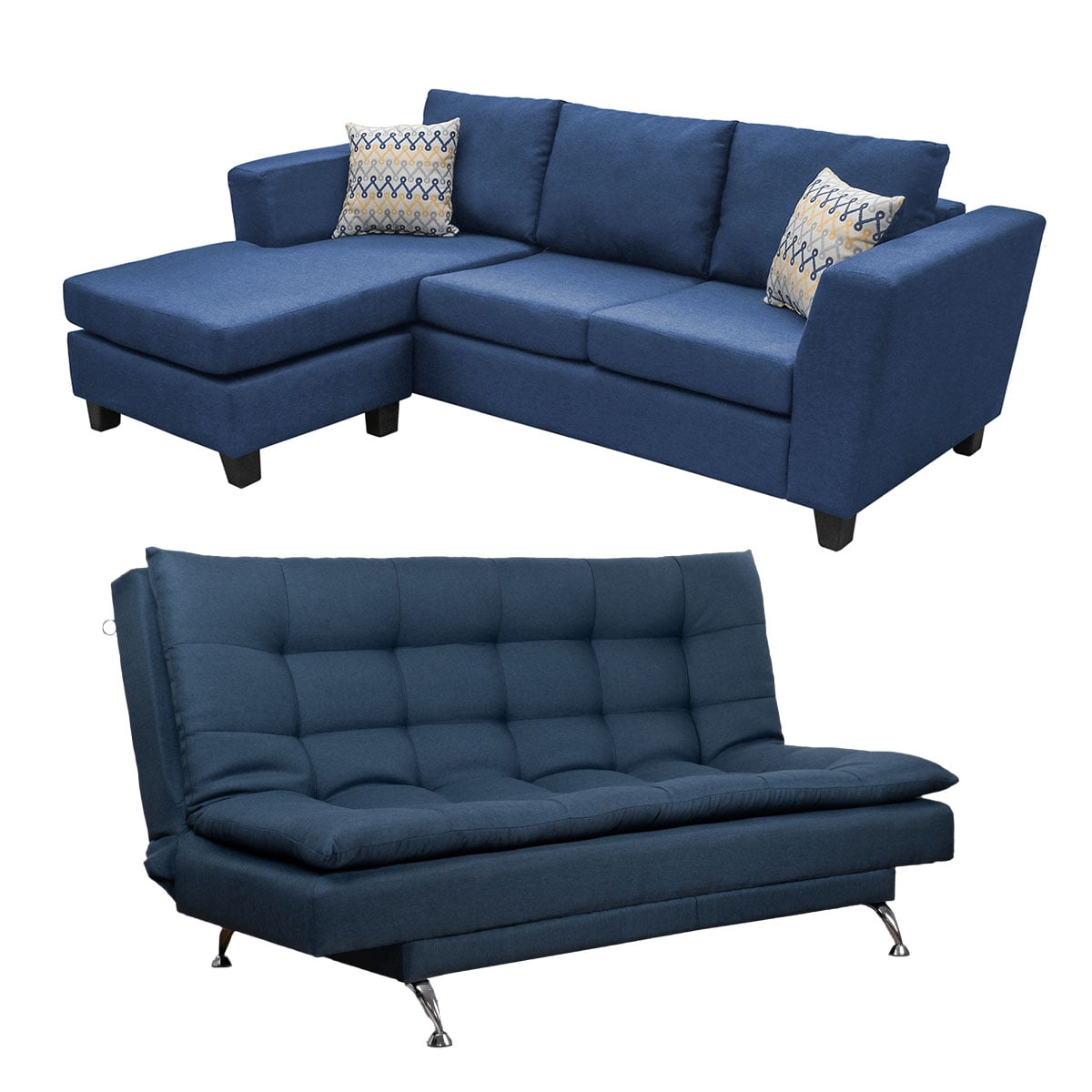 Paquete Majestic, Sala modular + Sofá Cama 3 posiciones 2 en 1, Atlas del Descanso color Azul