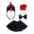 thumbnail image 4 of Set de vestuario de pollo 4pcs vestido de animal lindo disfraz de animales para halloween acción de gracias Negro, 4 of 8