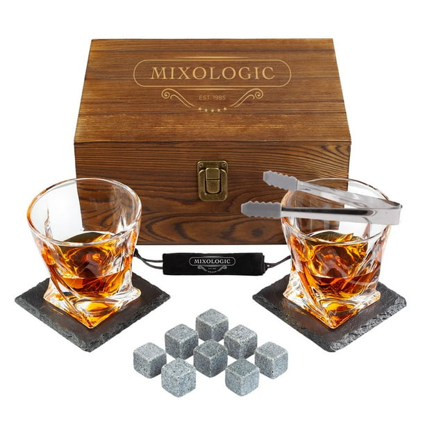 Set de Regalo con Vasos de Vidrio Vintage Swirl Mixologic Gift Set