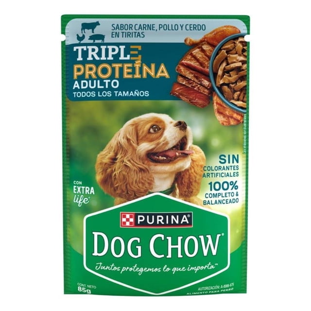 Alimento húmedo para perro Purina Dog Chow Adulto Triple Carne 85g