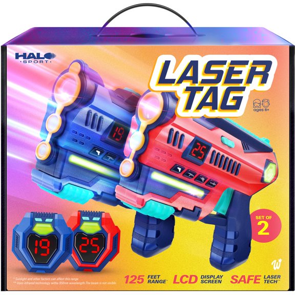 Set Laser Tag Halo Sport con 2 pistolas y chalecos para niños de 8 a 12 años