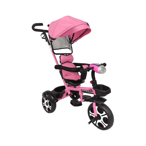 Triciclo Evolutivo The Baby Shop con asiento giratorio y torreta con luz Rosa -