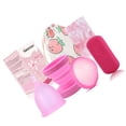 thumbnail image 4 of Copa menstrual de silicona para mujer, copa de limpieza plegable, disco menstrual, reutilizable, portátil, a prueba de fugas, color rosa, talla S, 20 ml, 4 of 12