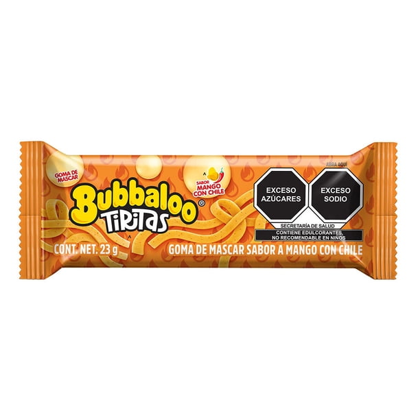 Goma de mascar Bubbaloo tiritas sabor mango con chile 23 g