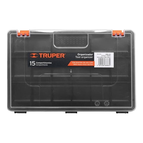 Organizador Truper 15 Compartimentos ORG-15 Negro