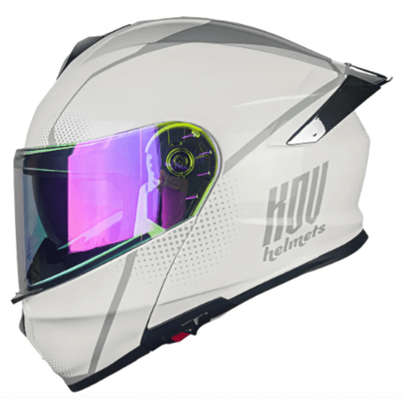 Casco De Moto Kov Thunder Waves Blanco Certificado Dot