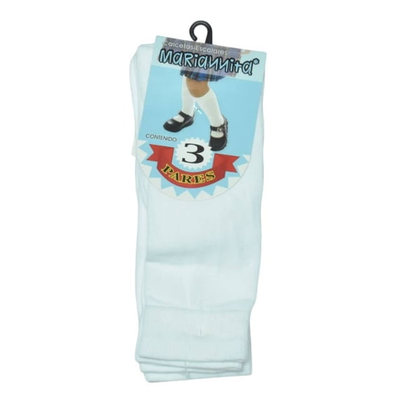 Calcetas Mariannita para Mujer, Elástica 3 Pares Blanco Talla 10 a 13