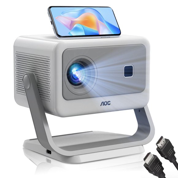 Mini Proyector AOC Portátil 4K 12000 Lúmenes Enfoque Eléctrico WiFi Bluetooth para Cine en Casa