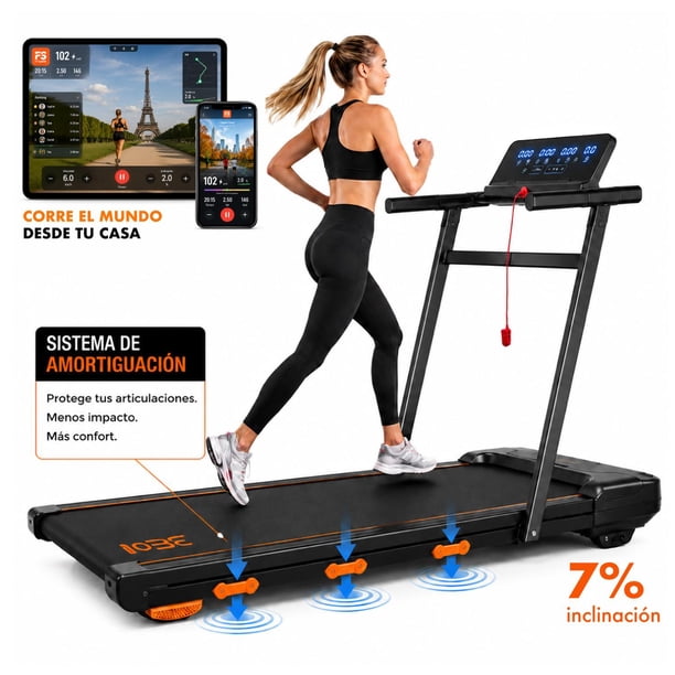 Caminadora Electrica Plegable Bluetooth Walking Pad Bocinas negro