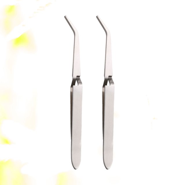 FELTECHELECTR 2Ud Pinzas De Inoxidable Para Nail Art Herramienta Color Plata